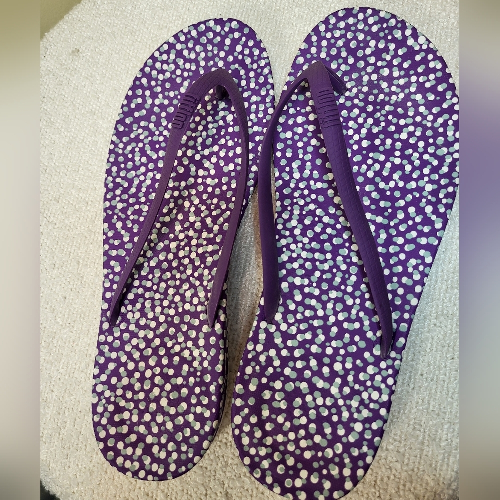 Fitflop Iqushion Ergonomic Flip Flops Purple Bubbles Size 8